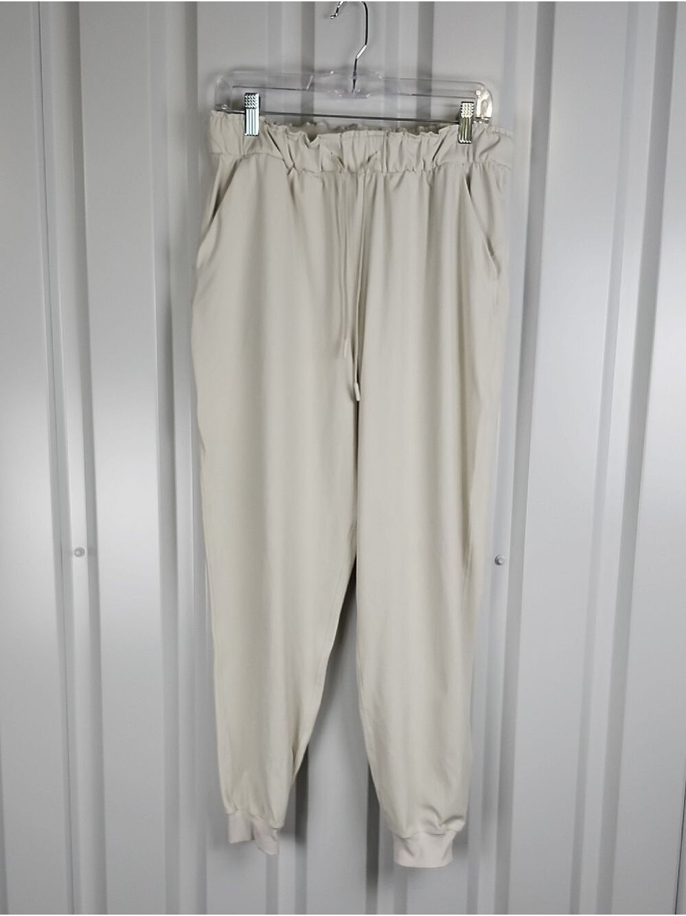 Lululemon Stretch High Rise Jogger Casual Elastic Waist Full Length Bone Sz 10